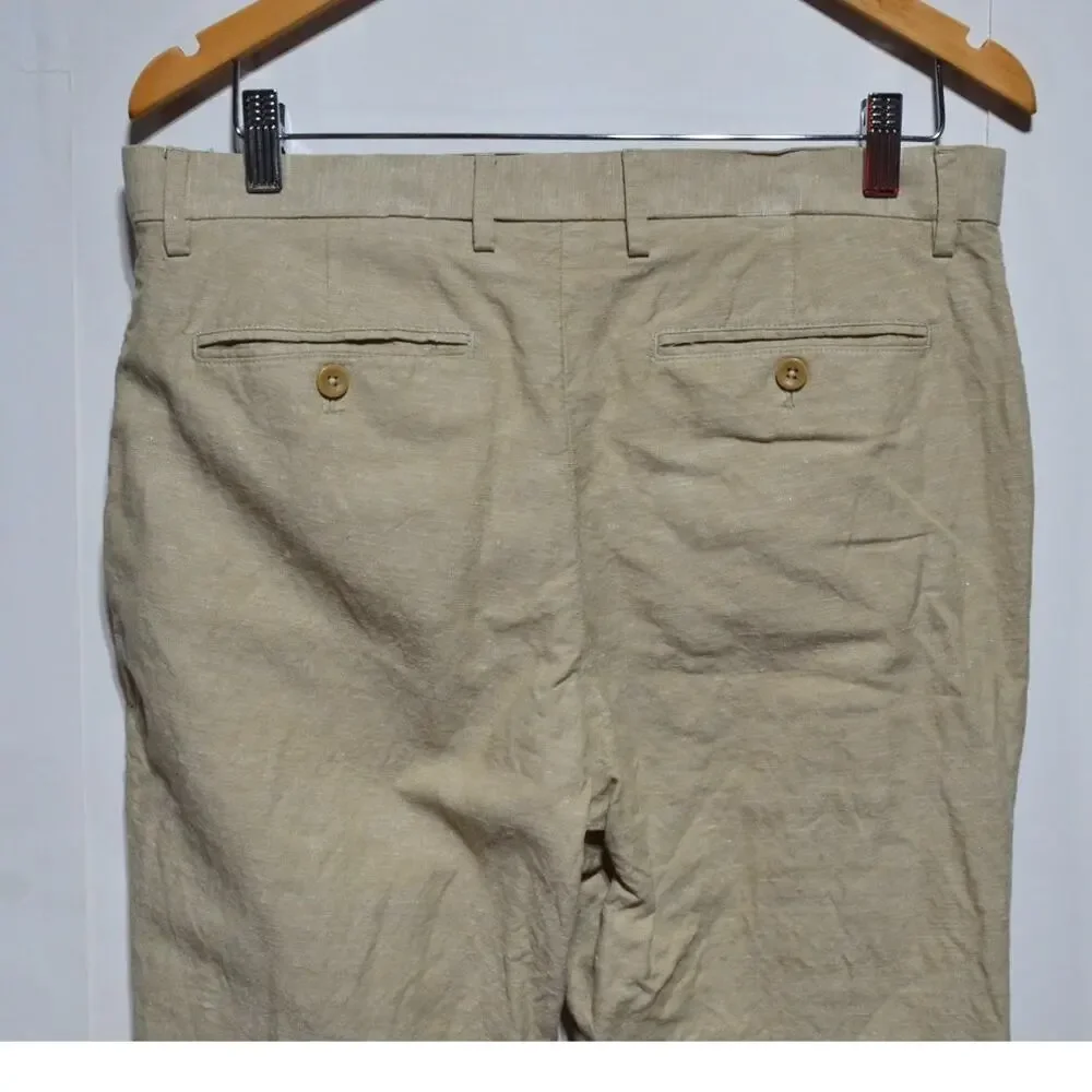 Banana Republic Men's Kentfield Linen Blend Tan Pants 32 X 32